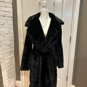 Luxurious Black Faux Fur Coat